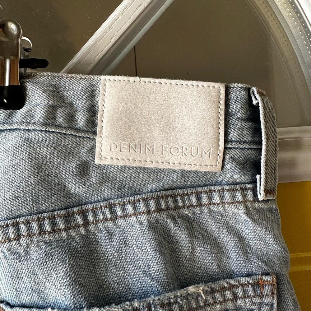 Denim Forum Light Blue High-Waist Cutoff Jean Shorts - Picture 4 of 7